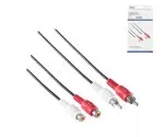 Cablu DINIC audio/video 2x RCA plug la priză, 2,5 m, negru